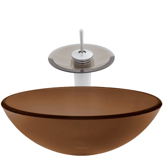 Brown Glass Vessel Bath Sink Set