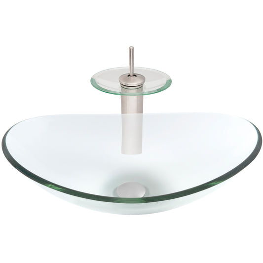 glass vessel oval sink and faucet set