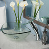 Clear Oval Tempered Slipper Glass Vessel Bath Sink TIS-324C