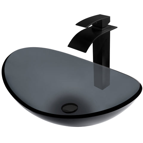 Clear Slate Grey Glass Vessel Bath Sink Combo Series NSFC-324G136