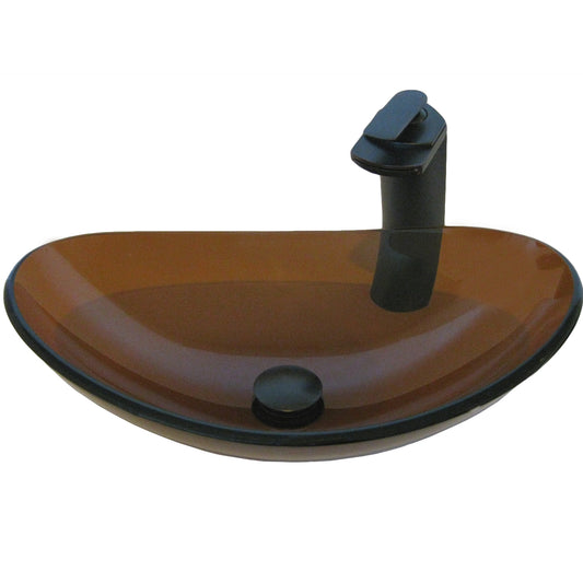 Slipper Clear Brown Glass Vessel Bath Sink Combo NSFC-324T057ORB