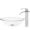 clear glass vessel sink and faucet set