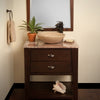 beige travertine vessel stone sink lifestyle