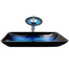 Rectangle Blue Glass Vessel Bathroom sink set