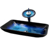 Rectangle Blue Glass Vessel Bathroom sink set