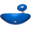 blue glass oval vessel sink set