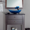blue glass oval vessel sink set lifestyle