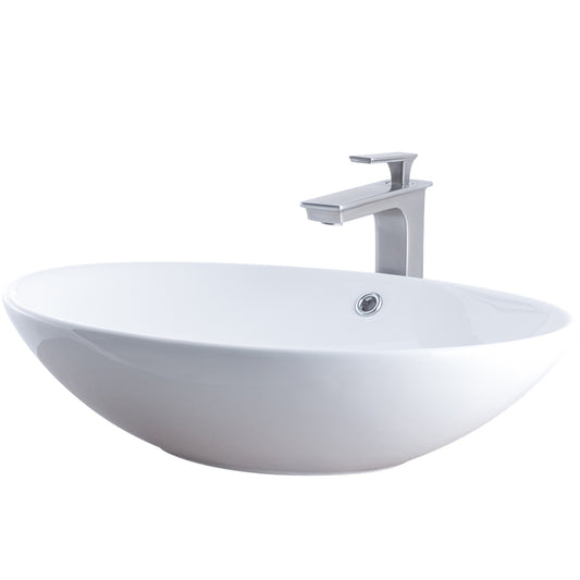 Oval Porcelain Sink Set with faucet and drain