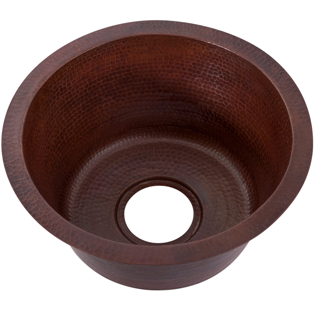 Round Hammered Copper Bar Sink