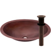 oval copper bath sink with grid strainer drain