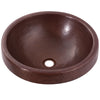 round copper drop-in bath sink, antique finish