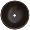 round copper drop-in bath sink, antique finish