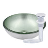 12" mini silver glass vessel sink with pop-up drain, chrome