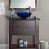 clear blue glass vessel sink lifestyle