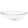 clear round glass vessel sink