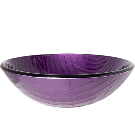 Hand Painted Purple Glass Bathroom Vessel Sink TIG-8123P