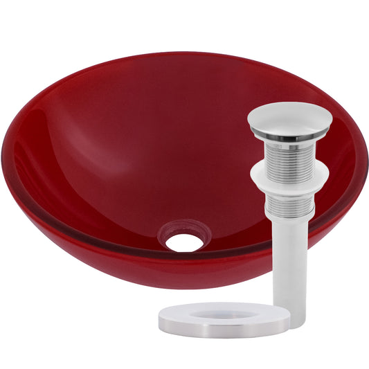 Modern solid red double layer tempered glass bathroom sink by Novatto, with sleek design and smooth surface.