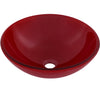 solid red glass vessel sink