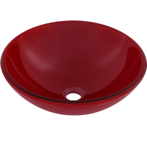 solid red glass vessel sink