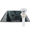 Black Silver Hand Foiled Square Tempered Glass Vessel Bathroom Sink TIG-S217-287