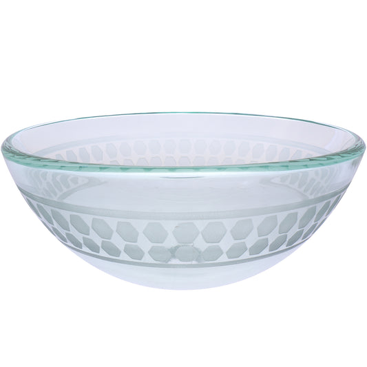 clear round etched glass sink