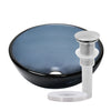 Clear Slate Grey Round Tempered Glass Vessel Bath Sink , Pop-Up Drain and Mounting Ring Brushed Nickel