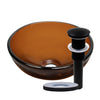 12 inch brown glass vessel sink pop up drain matte black