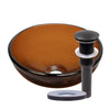 12 inch brown glass vessel sink pop up drain oil rubbed bronze