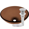 Clear Brown Round Tempered Glass Vessel Bath Sink TIS-168T
