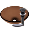 Clear Brown Round Tempered Glass Vessel Bath Sink TIS-168T