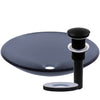 Clear Slate Grey Round Shallow Glass Vessel Bath Sink TIS-316G