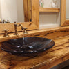 Clear Slate Grey Round Shallow Glass Vessel Bath Sink TIS-316G
