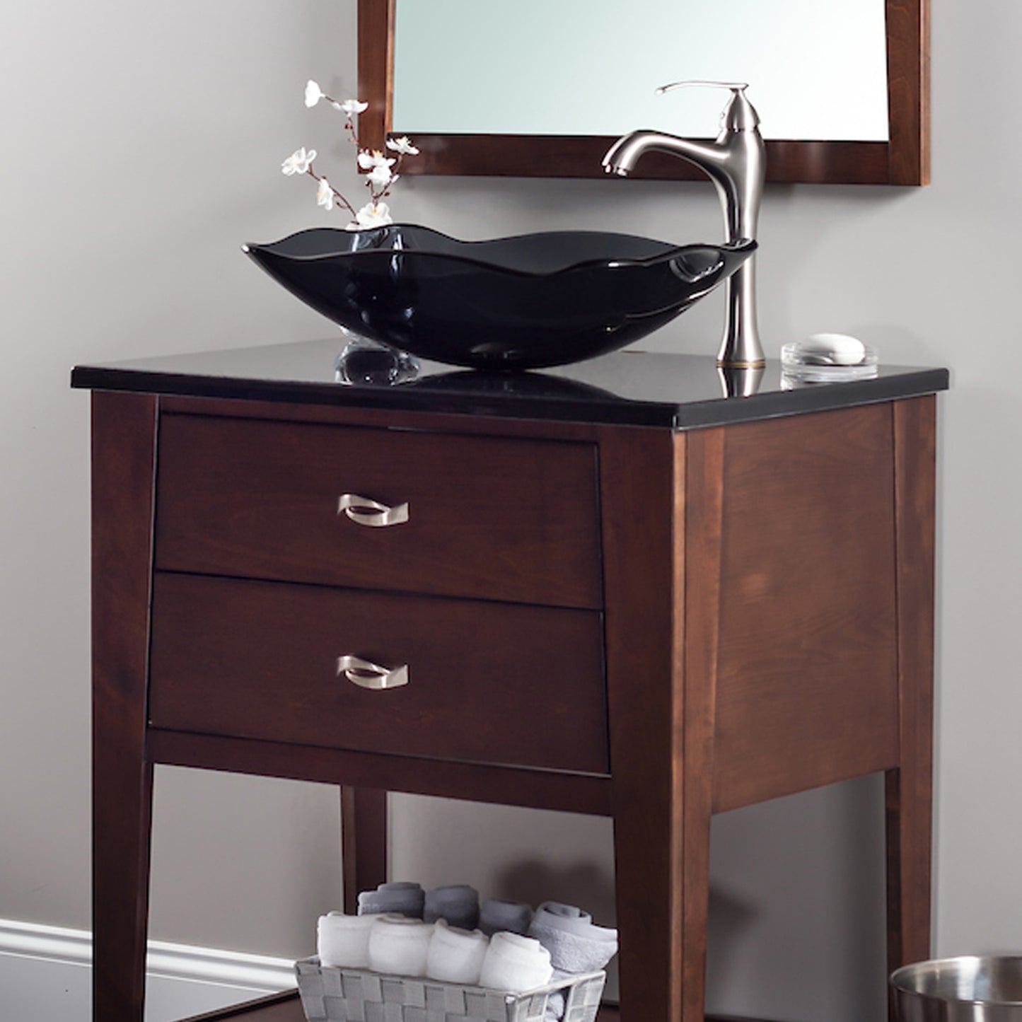 rectangular glass vessel sink lifestyle