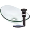 Clear Oval Tempered Slipper Glass Vessel Bath Sink TIS-324C