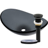 Clear Slate Grey Oval Slipper Tempered Glass Vessel Sink TIS-324G