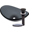 Clear Slate Grey Oval Slipper Tempered Glass Vessel Sink TIS-324G
