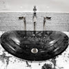 Clear Slate Grey Oval Slipper Tempered Glass Vessel Sink TIS-324G