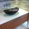 Clear Slate Grey Oval Slipper Tempered Glass Vessel Sink TIS-324G