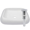 square white vessel sink with umbrella drain chrome