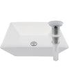Square white ceramic Vessel Bathroom Sink NO OVERFLOW with drain