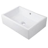 Rectangle bright white glossy porcelain vessel sink w/overflow