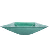 square glass vessel green sink