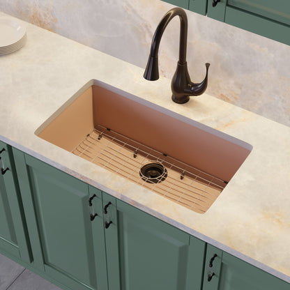 Single Bowl Undermount Granite Composite Sink in Wheat - NKGC-SBUND-WHE