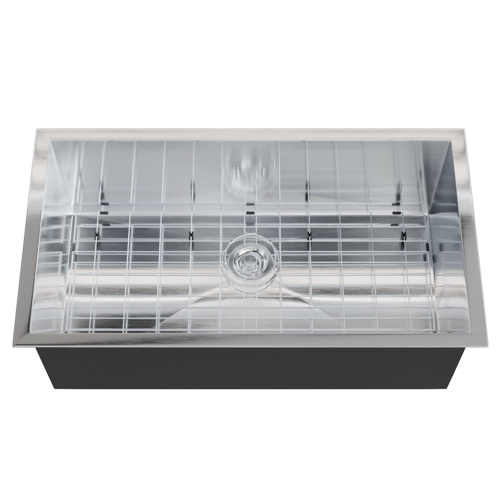 Contemporary stainless steel single bowl kitchen sink by Novatto with zero radius edges, sleek and modern design.