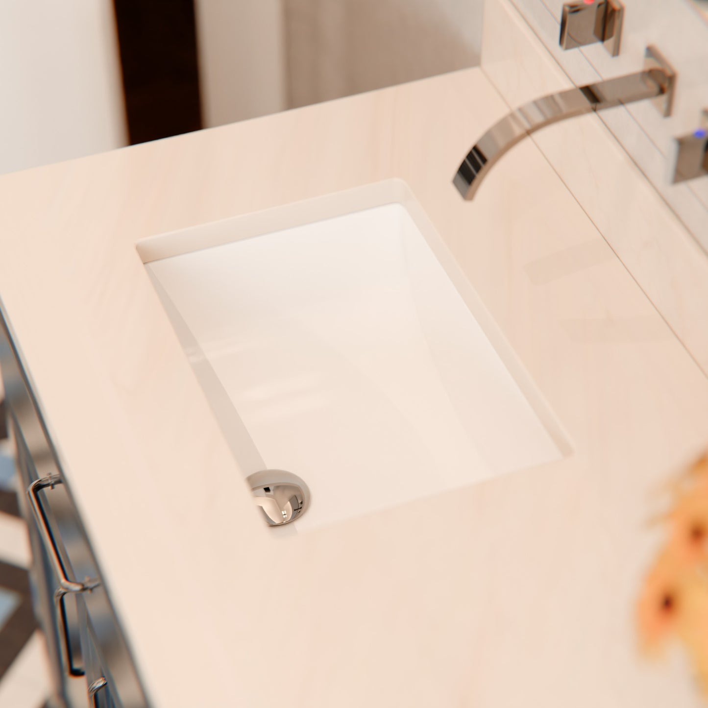 Rectangular Undermount White Porcelain Sink with Overflow, NP-U193902