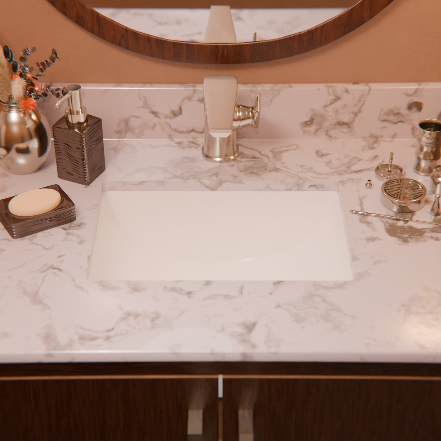 Rectangular Undermount White Porcelain Sink with Overflow, NP-U193902