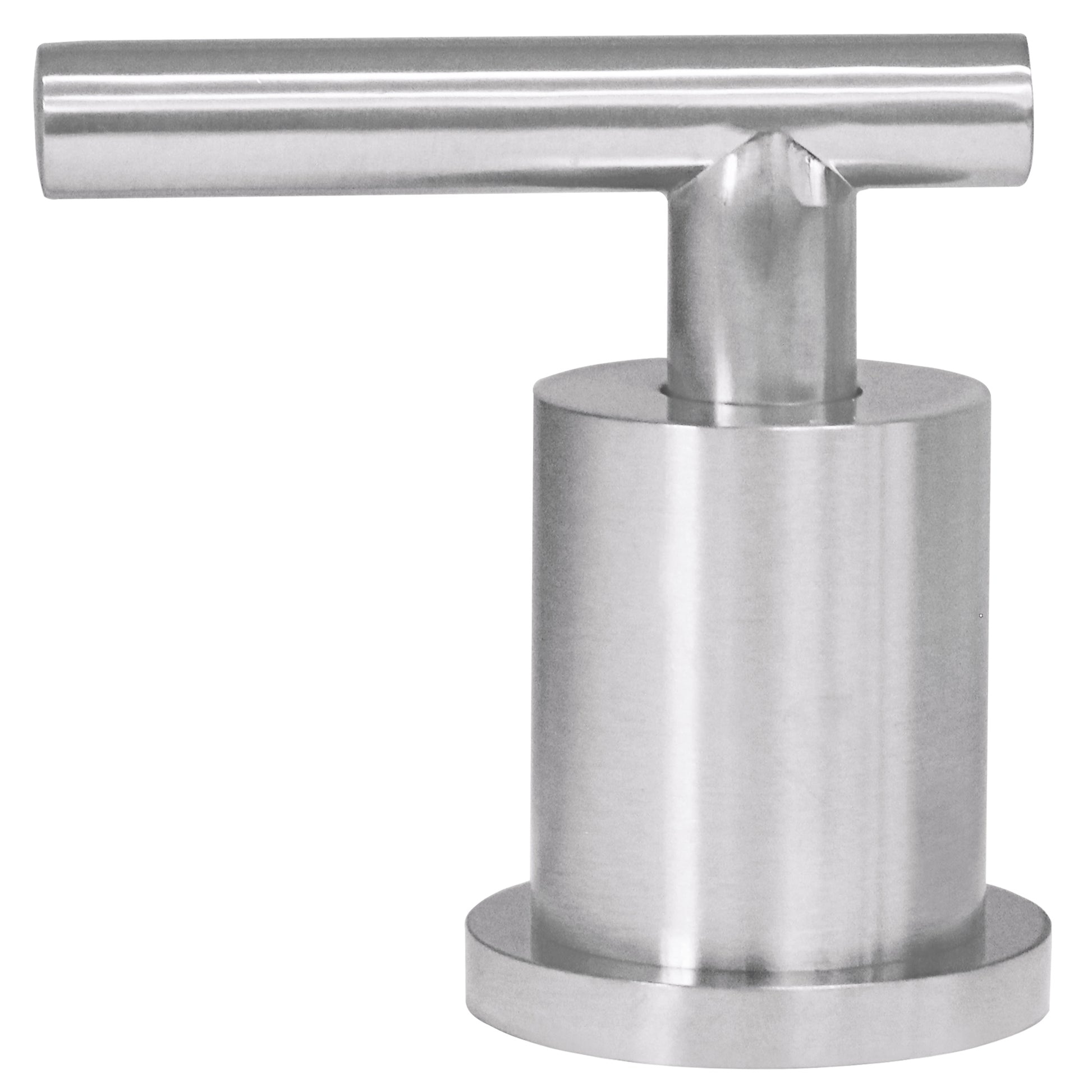 Side view of Novatto 112-HNDL Series single lever handle, showcasing its sleek design and polished finish for faucet parts.