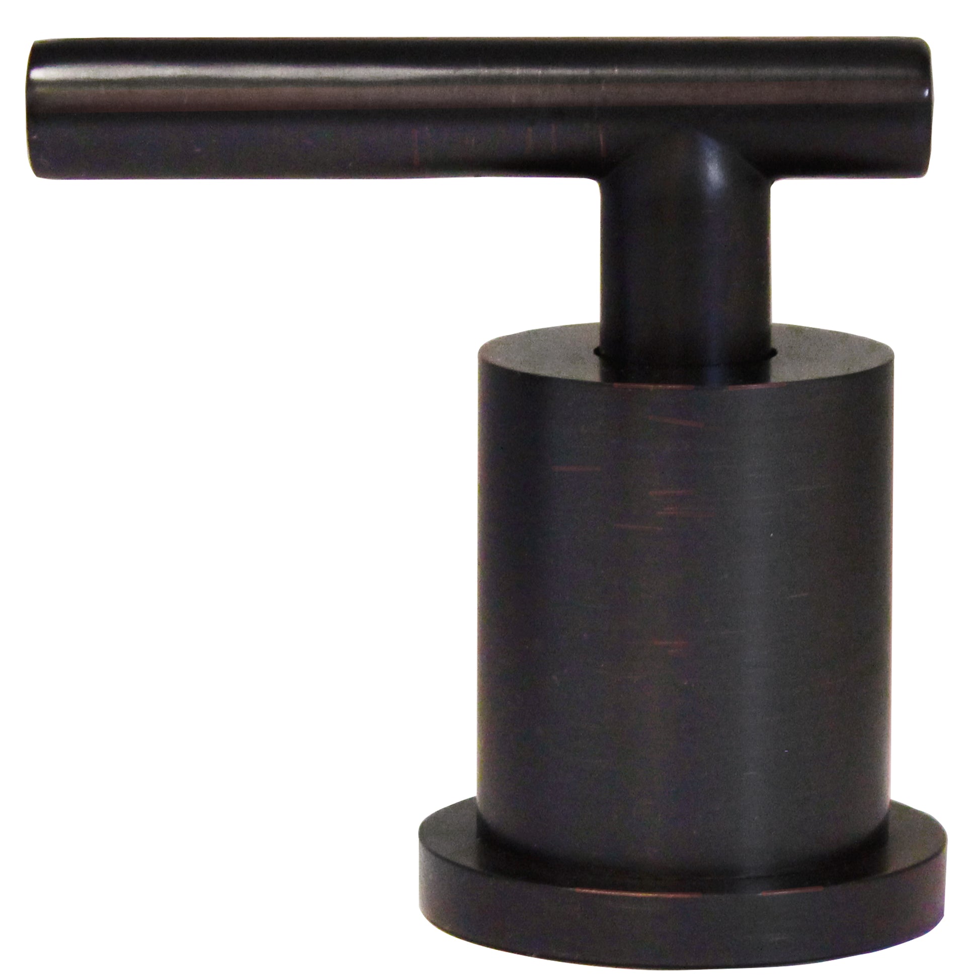 Side view of Novatto 112-HNDL Series single lever handle, part for faucet or fixture, in an oil-rubbed bronze finish.
