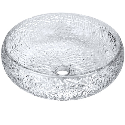 Diamante Diamond Crystal Clear Glass Extra Thick Vessel Bath Sink NCG-2410