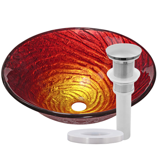 Artisan Hand-Painted Tempered Glass Vessel Bath Sink NOHP-G028